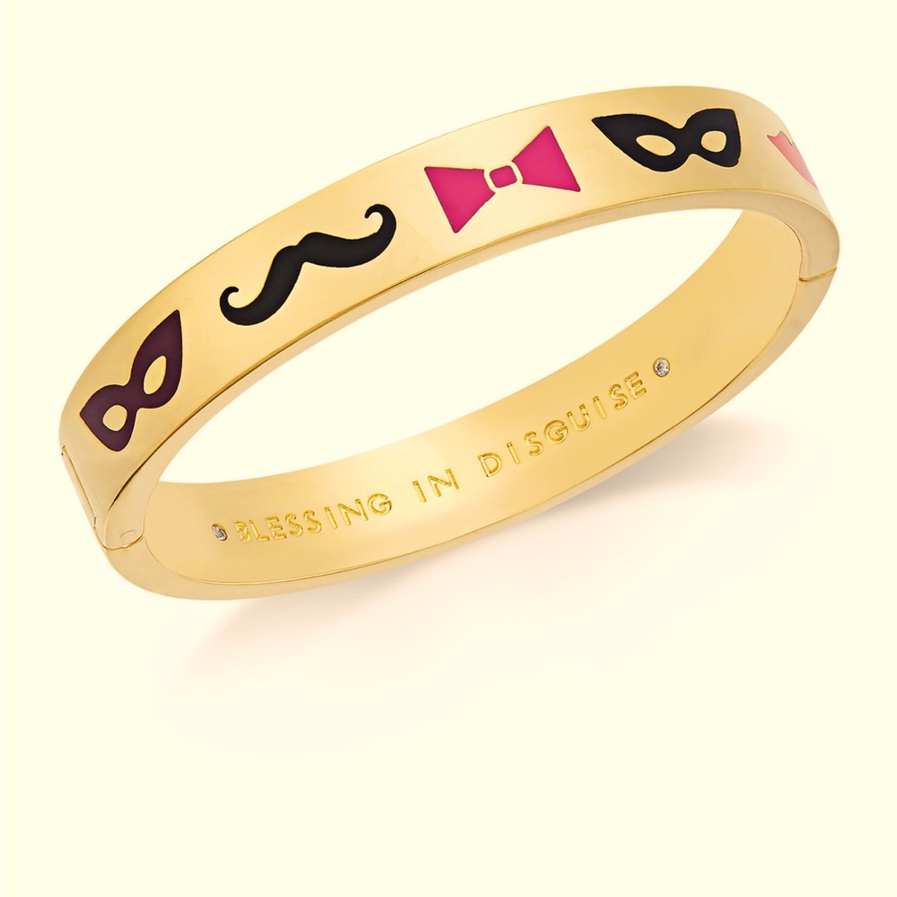 Steal The Scene Gold-Tone Enamel Disguise Bracelet 🎀🖤